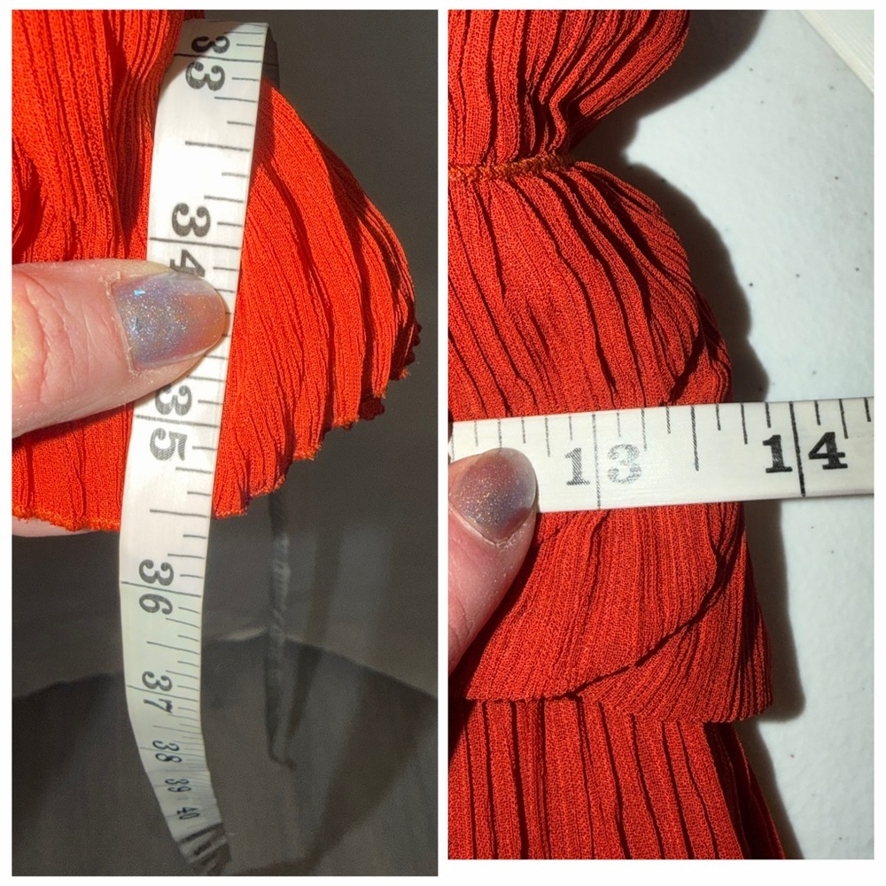 Chloé Orange Midi Dress Pleated Peplum 2 Cocktail Party Wedding Guest NWT 🟡 - Picture 15 of 15
